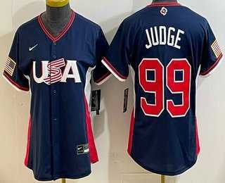 Women%27s USA #99 Aaron Judge Navy 2026 World Baseball Classic Cool Base Jersey