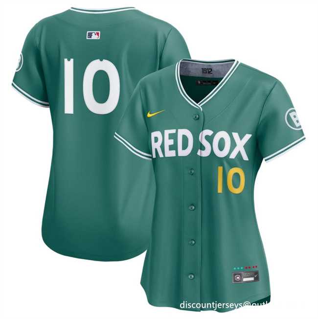 Women%27s Boston Red Sox #10 Trevor Story Green 2025 City Connect Limited Stitched Baseball Jersey(Run Small) Dzhi