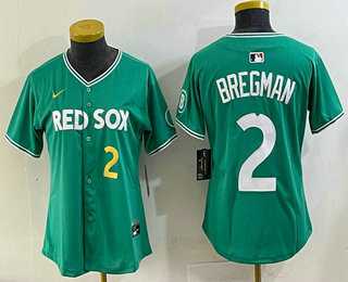 Women%27s Boston Red Sox #2 Alex Bregman Green 2025 City Connect Player Name Limited Jersey