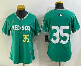 Women%27s Boston Red Sox #35 Garrett Crochet Green 2025 City Connect Limited Jersey