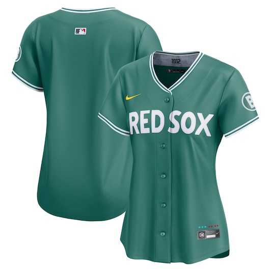 Women%27s Boston Red Sox Blank Green 2025 City Connect Limited Stitched Baseball Jersey(Run Small) Dzhi