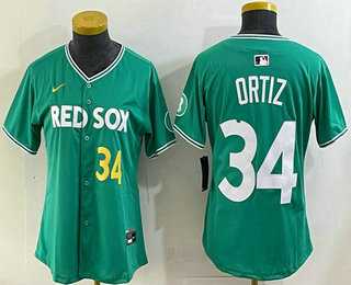 Women%27s Boston Red Sox #34 David Ortiz Green 2025 City Connect Player Name Limited Jersey