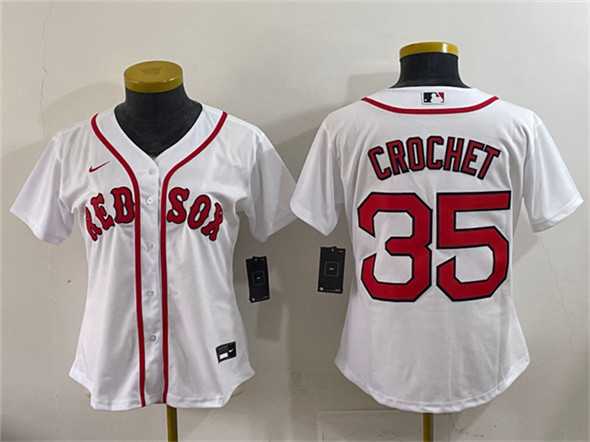 Women%27s Boston Red Sox #35 Garrett Crochet White Cool Base Stitched Baseball Jersey(Run Small)