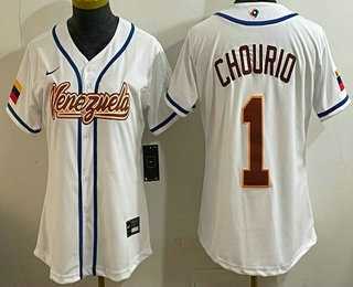 Women%27s Venezuela #1 Jackson Chourio White 2026 World Baseball Classic Cool Base Jersey