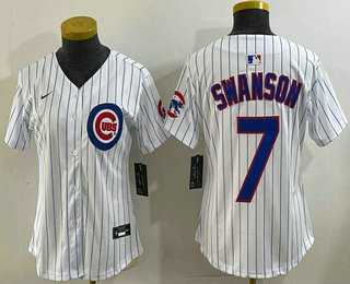 Women%27s Chicago Cubs #7 Dansby Swanson White Limited Stitched Jersey
