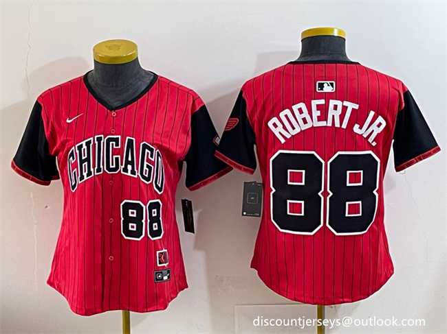 Women%27s Chicago White Sox #88 Luis Robert Jr. Red Black 2025 City Connect Limited Stitched Baseball Jersey(Run Small)