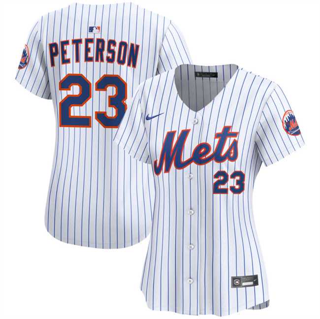 Women%27s New York Mets #23 David Peterson White 2025 Home Limited Stitched Baseball Jersey(Run Small) Dzhi