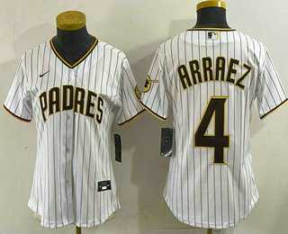Women%27s San Diego Padres #4 Luis Arraez White Cool Base Stitched Jersey