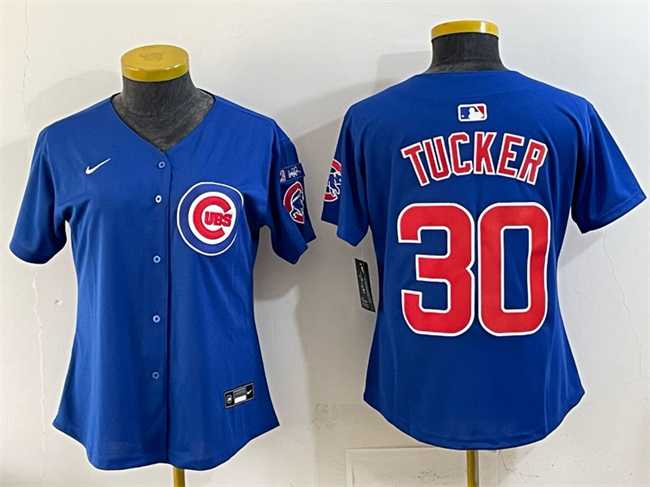 Women%27s Chicago Cubs #30 Kyle Tucker Royal %27Ryne Sandberg Tribute%27 Vapor Limited V3 Stitched Jersey