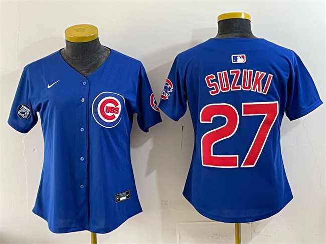 Women%27s Chicago Cubs #27 Seiya Suzuki Royal %27Ryne Sandberg Tribute%27 Vapor Limited V2 Stitched Jersey