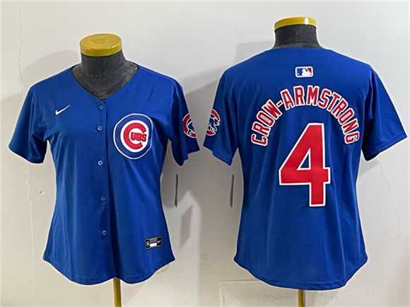Women%27s Chicago Cubs #4 Pete Crow-Armstrong Royal Vapor Limited Stitched Jersey