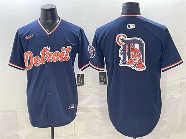 Men%27s Detroit Tigers Team Big Logo Navy 2026 Alternate Vapor Premier Limited Stitched Jersey Dzhi