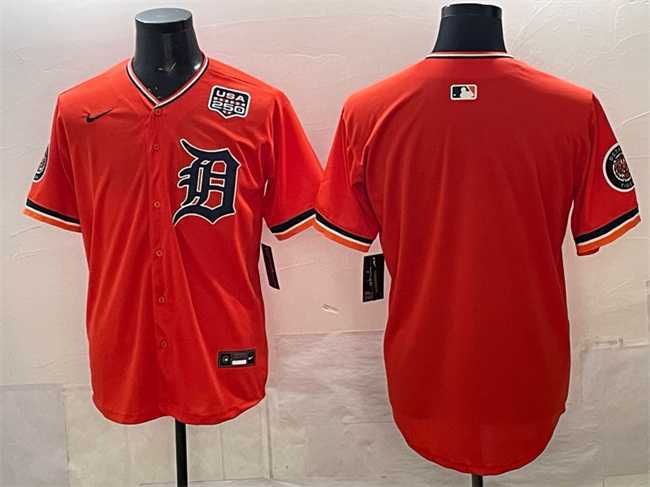 Men%27s Detroit Tigers Blank Orange 2026 Alternate USA 250%27 Patch Vapor Premier Limited Stitched Jersey Dzhi