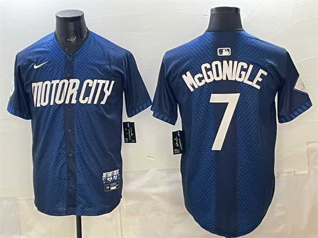 Men%27s Detroit Tigers #7 Kevin McGonigle Navy City Connect Cool Base Limited Stitched Jersey Dzhi