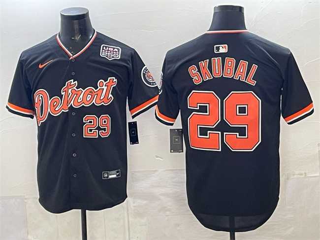Men%27s Detroit Tigers #29 Tarik Skubal Navy 2026 Alternate USA 250%27 Patch Vapor Premier Limited Stitched Jersey Dzhi