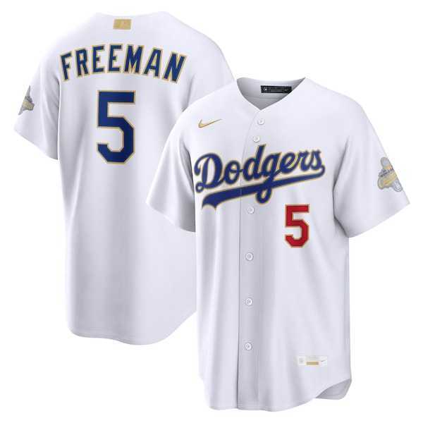 Men%27s Los Angeles Dodgers #5 Freddie Freeman Nike White 2026 Gold Collection Stadium Jersey Dzhi