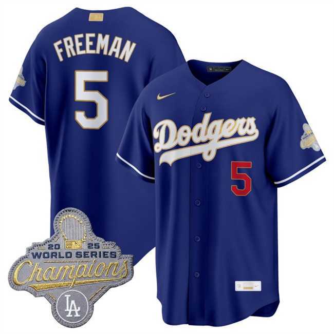 Men%27s Los Angeles Dodgers #5 Freddie Freeman Royal 2026 Alternate Gold Collection Stadium Stitched Jersey Dzhi