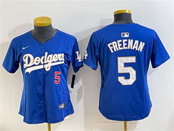 Women%27s Los Angeles Dodgers #5 Freddie Freeman Royal Gold Limited Stitched Jersey
