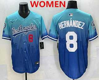 Women%27s Los Angeles Dodgers #8 Enrique Hernandez Blue 2025 City Connect Limited Stitched Jersey