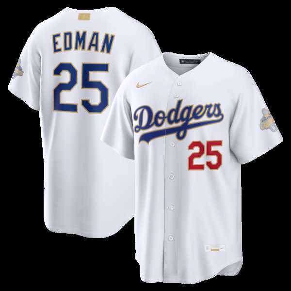 Men%27s Los Angeles Dodgers #25 Tommy Edman Nike White 2026 Gold Collection Stadium Jersey Dzhi