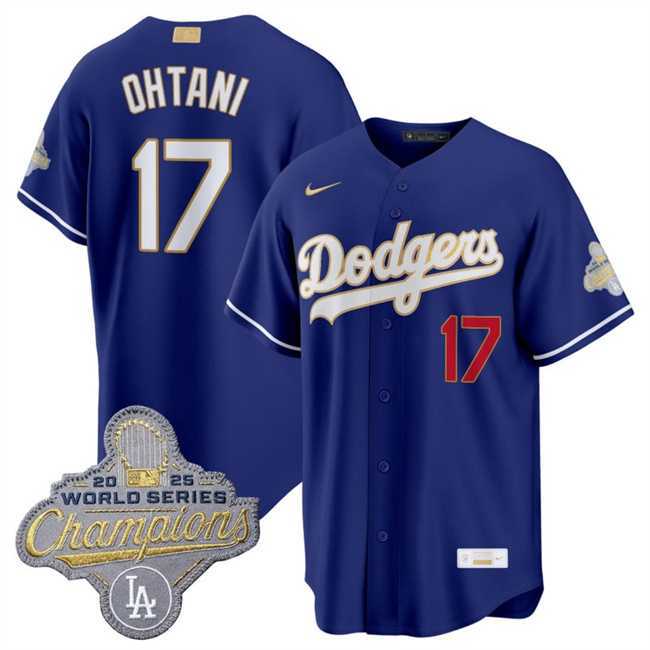 Men%27s Los Angeles Dodgers #17 Shohei Ohtani Royal 2026 Alternate Gold Collection Stadium Stitched Jersey Dzhi