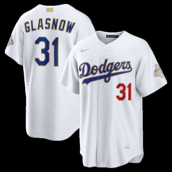 Men%27s Los Angeles Dodgers #31 Tyler Glasnow Nike White 2026 Gold Collection Stadium Jersey Dzhi