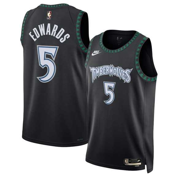 Men%27s Minnesota Timberwolves #5 Anthony Edwards Anthony Edwards Black 2025 Classic Edition Stitched Jersey Dzhi