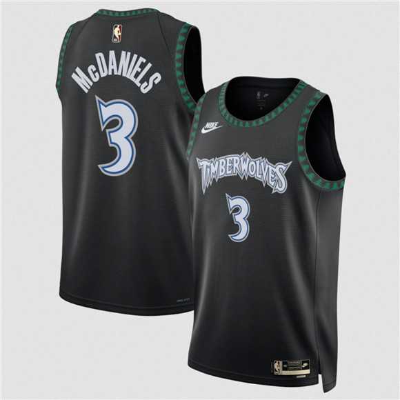 Men%27s Minnesota Timberwolves #3 Jaden McDaniels Black 2025 Classic Edition Stitched Jersey Dzhi