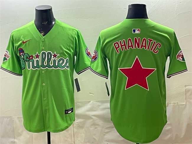 Men%27s Philadelphia Phillies Light Green Phanatic Limited Stitched Jersey Dzhi