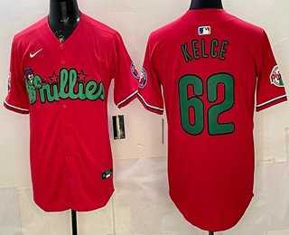 Men%27s Philadelphia Phillies #62 Jason Kelce Red Limited Stitched Jersey Dzhi