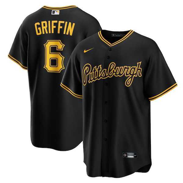 Men%27s Pittsburgh Pirates #6 Konnor Griffin Nike Black Alternate Replica Jersey Dzhi