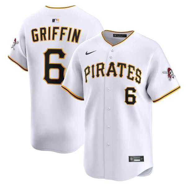 Men%27s Pittsburgh Pirates #6 Konnor Griffin Nike White Home Limited Jersey Dzhi