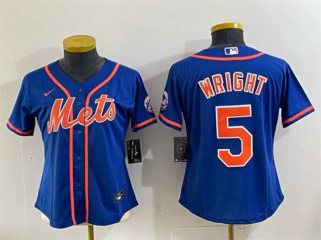 Women%27s New York Mets #5 David Wright Royal Cool Base Stitched Jersey