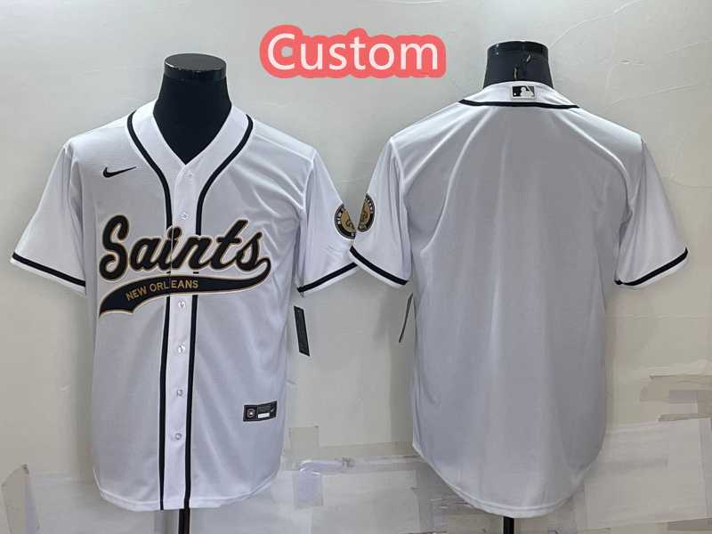 Custom Men%27s New Orleans Saints White Cool Base Stitched Baseball Jersey