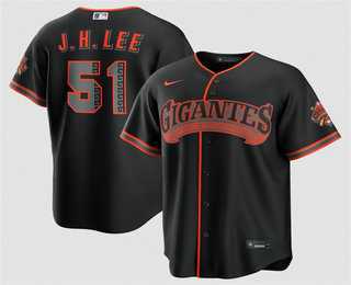 Men%27s San Francisco Giants #51 Jung Hoo Lee Black 2026 Alternate Stadium Stitched Jersey Dzhi