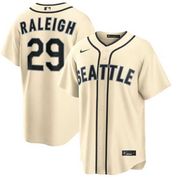 Men%27s Seattle Mariners #29 Cal Raleigh Cream Alternate Stitched Jersey Dzhi
