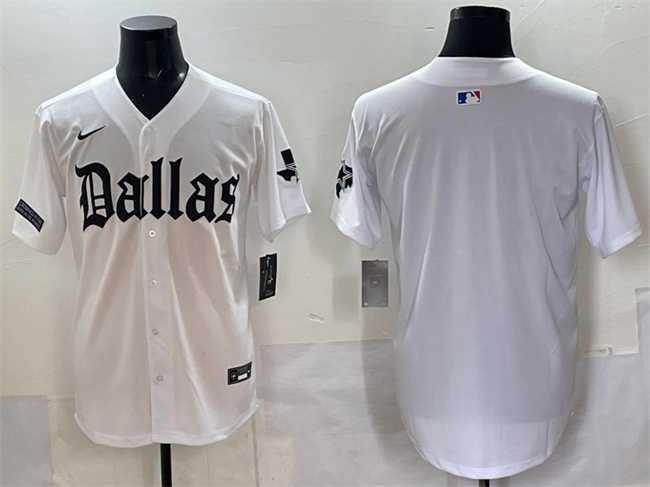 Men%27s Dallas Cowboys Blank White %27Gothic Lone Star Edition%27 Limited Stitched Baseball Jersey