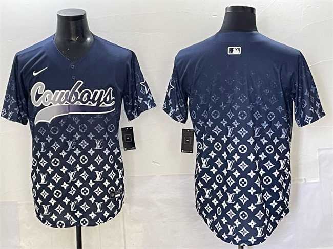 Men%27s Dallas Cowboys Blank Navy Limited Stitched Baseball Jersey