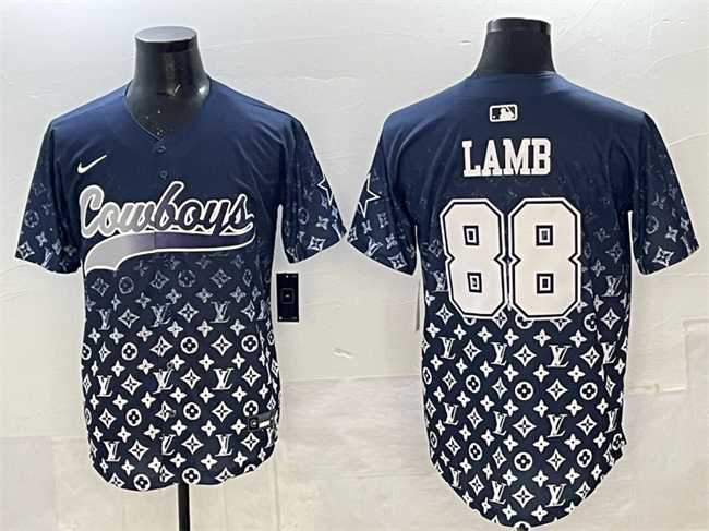 Men%27s Dallas Cowboys #88 CeeDee Lamb Navy Limited Stitched Baseball Jersey