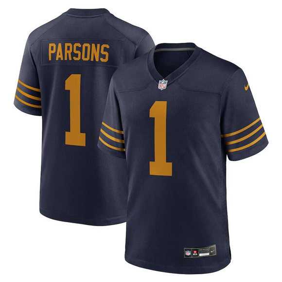 Men%27s Green Bay Packers #1 Micah Parsons Navy The 1923 Classic Stitched Game Jersey Dzhi