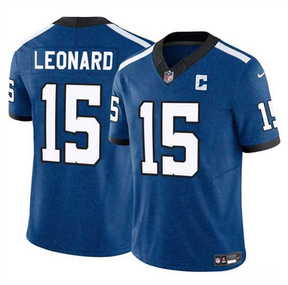 Men%27s Indianapolis Colts #15 Riley Leonard Blue 2025 F.U.S.E. Throwback Vapor Limited Stitched Jersey Dzhi
