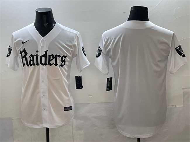 Men%27s Las Vegas Raiders Blank White %27Gothic Sin City Shadows Edition%27 Vapor Limited Stitched Baseball Jersey