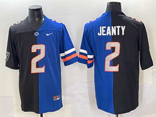 Men%27s Las Vegas Raiders X Broncos #2 Ashton Jeanty Black Blue Split Limited Stitched Jersey Dzhi