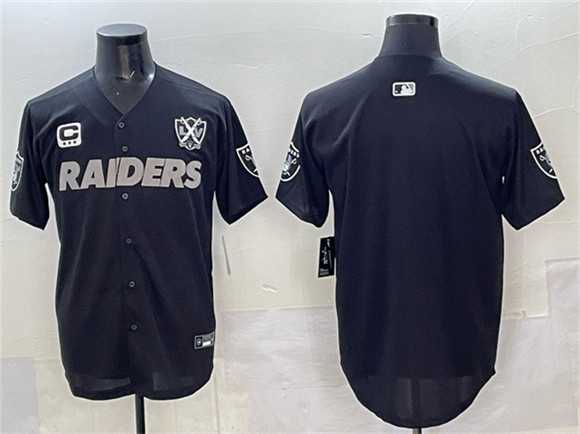 Men%27s Las Vegas Raiders Blank Black With Nevada Silver Stat Patch And 65th Anniversary Patch 3-Star C Patch Stitched Baseball Jersey