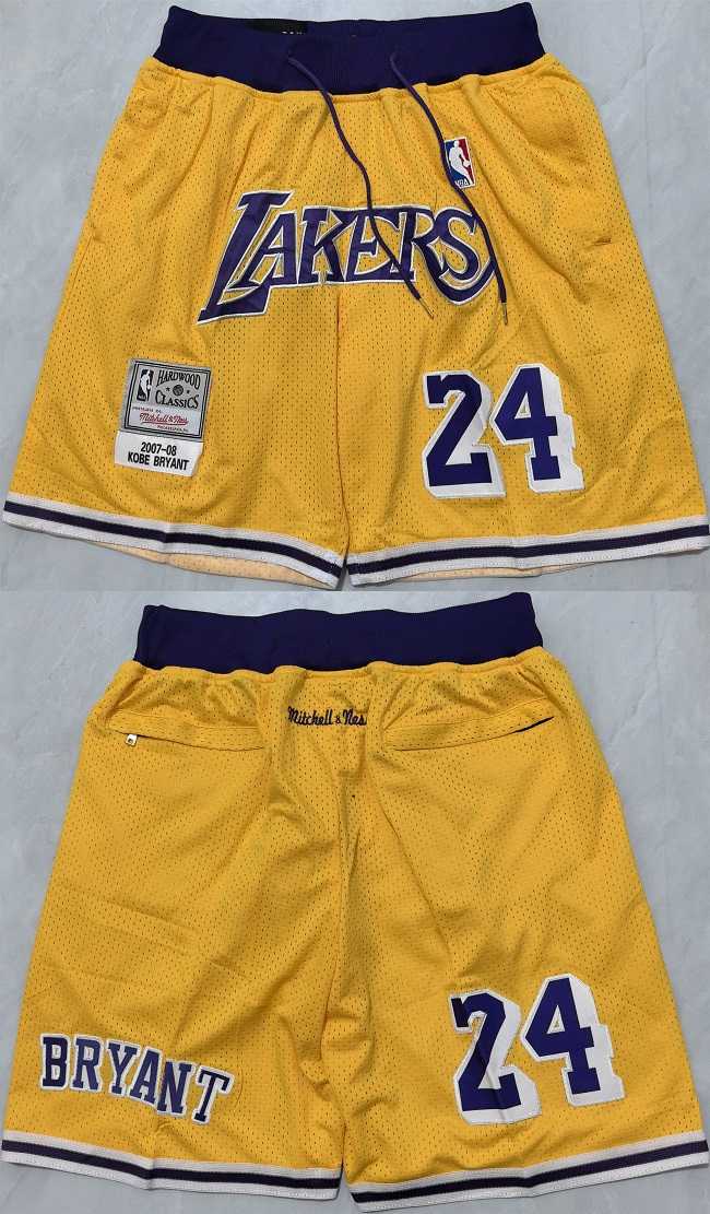 Men%27s Los Angeles Lakers Yellow Shorts (Run Small)