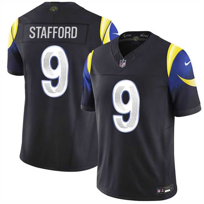 Men%27s Los Angeles Rams #9 Matthew Stafford Black 2025 F.U.S.E. %27Rivalries%27 Vapor Limited Stitched Jersey Dzhi