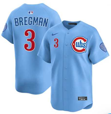 Men%27s Chicago Cubs #3 Alex Bregman Blue 2nd Alternate Limited Stitched Jersey Dzhi