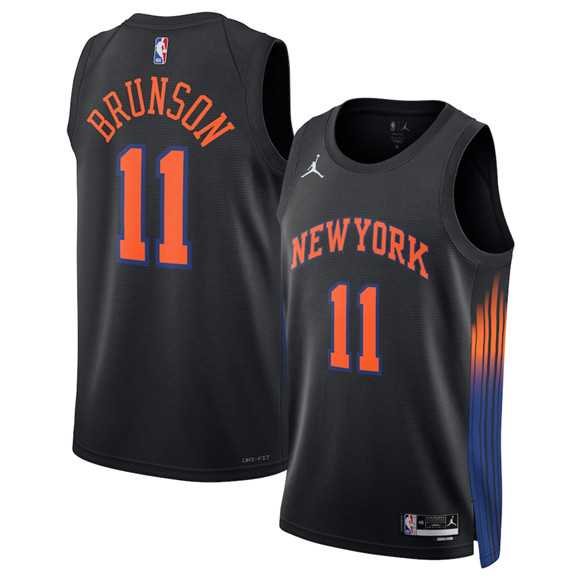 Men%27s New Yok Knicks #11 Jalen Brunson Jalen Brunson Black 2025 Statement Edition Stitched Jersey Dzhi