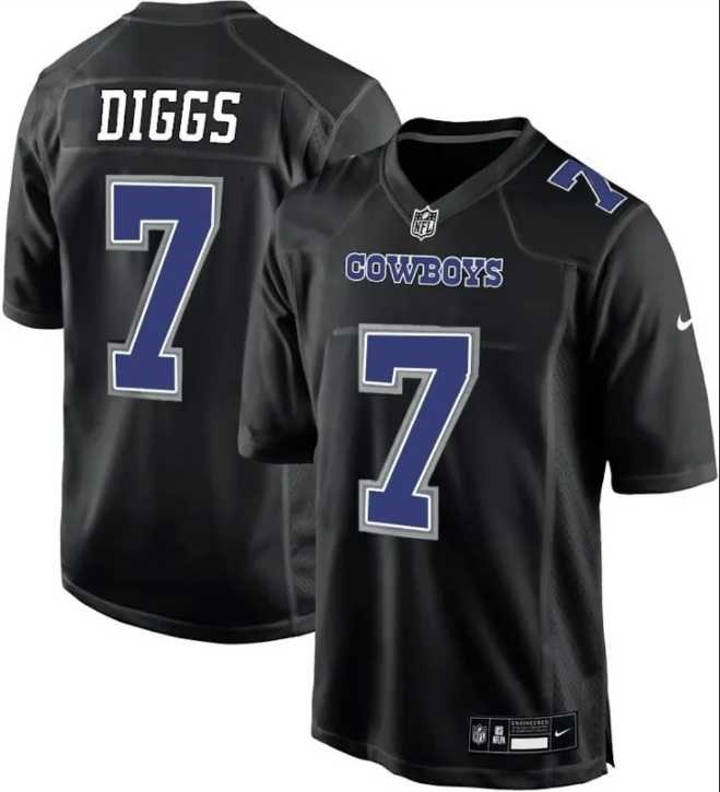 Men%27s Nike Dallas Cowboys #7 Trevon Diggs Carbon Black Fashion Game Jersey Dzhi