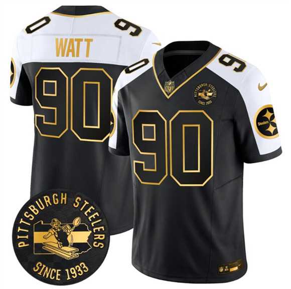 Men%27s Pittsburgh Steelers #90 T.J. Watt Black Gold Alternate F.U.S.E. Throwback 1933 Patch Vapor Untouchable Limited Stitched Jersey Dzhi